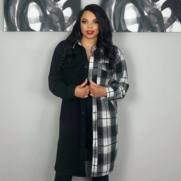 Boutique Brand NWT Corduroy And Plaid Shacket Dress - Picture 9 of 10